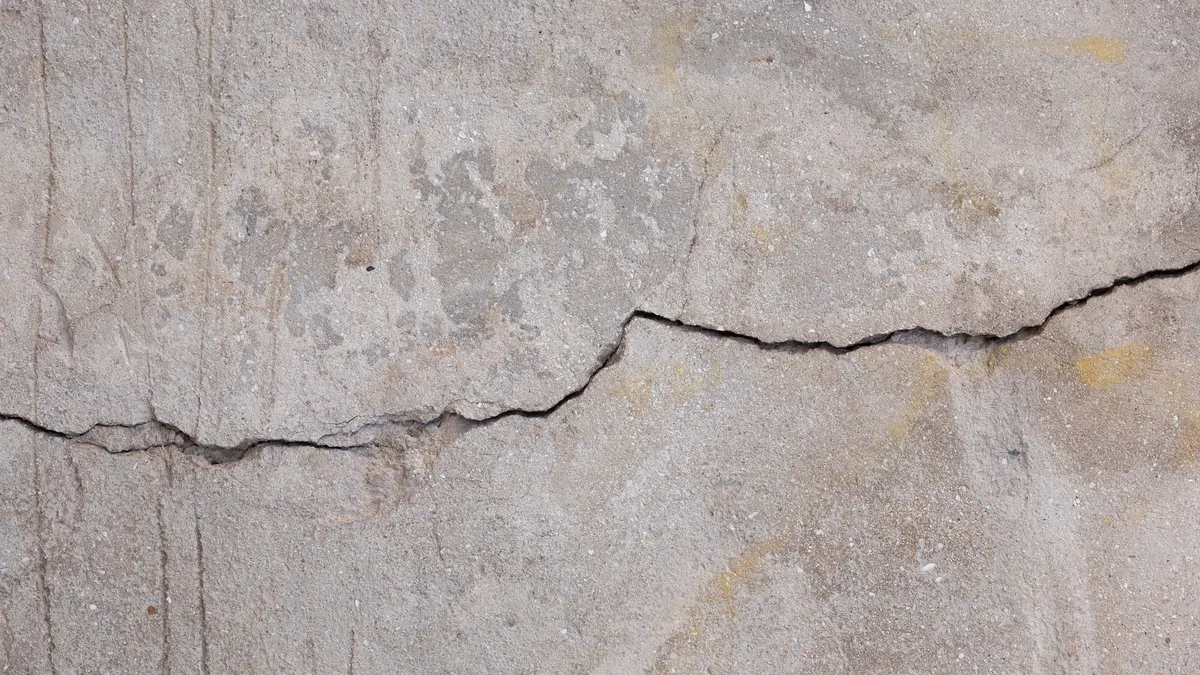 Concrete slab with a long crack
